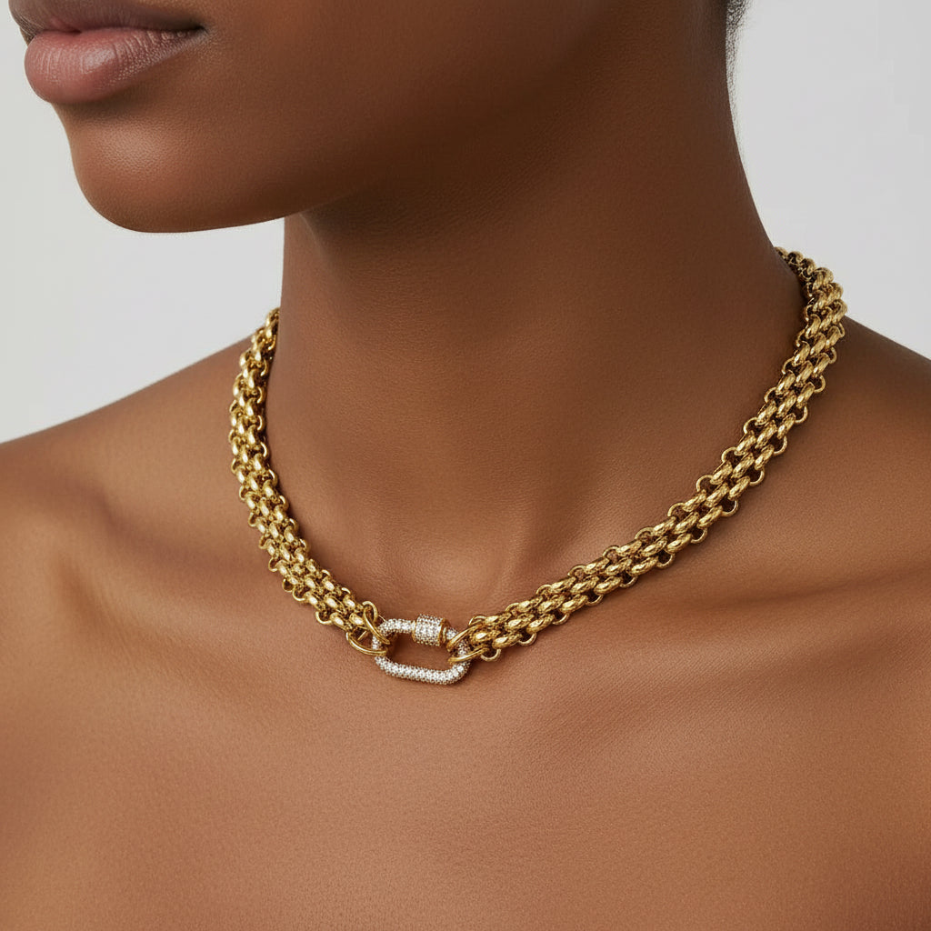 Chain Necklace Pavé Clasp