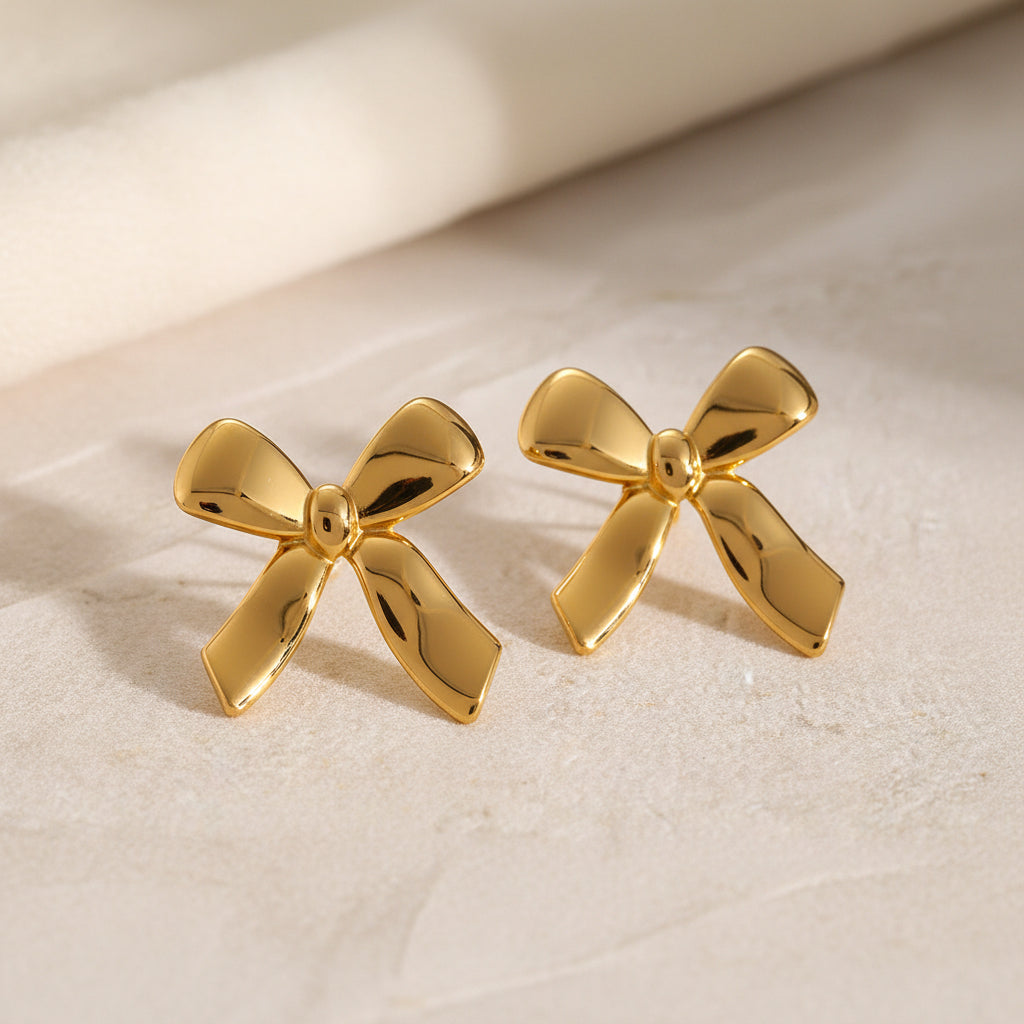 18K Gold Plated Bow Earrings