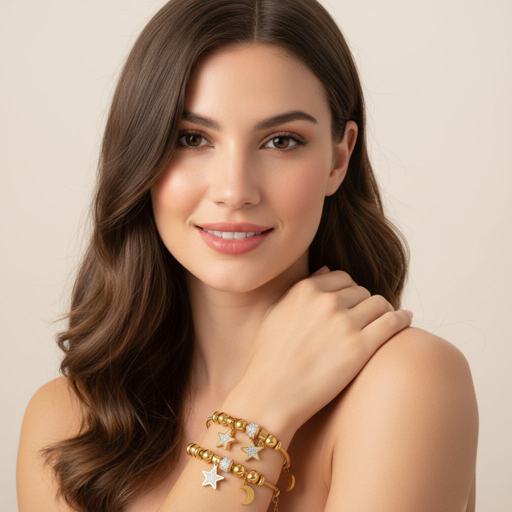 Charm Bracelet with Star & Moon