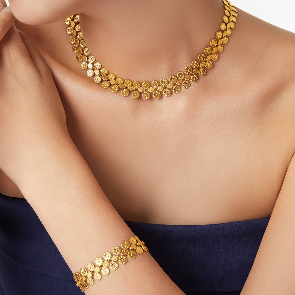 Radiant Disc Necklace & Bracelet Set