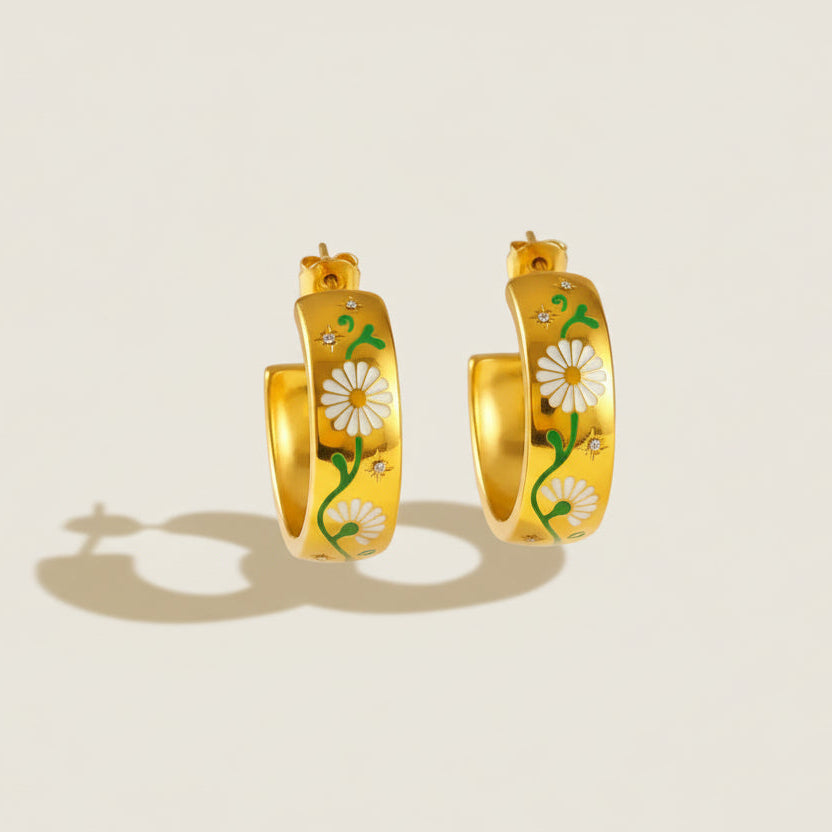 Floral Hoop Earrings