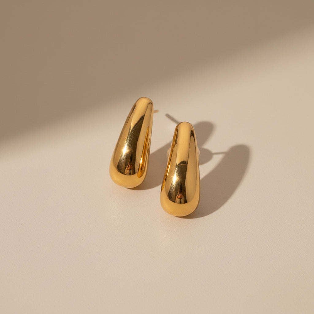 Bold Teardrop Earrings Gold Plated