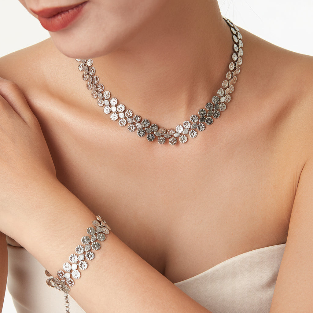 Radiant Disc Necklace & Bracelet Set