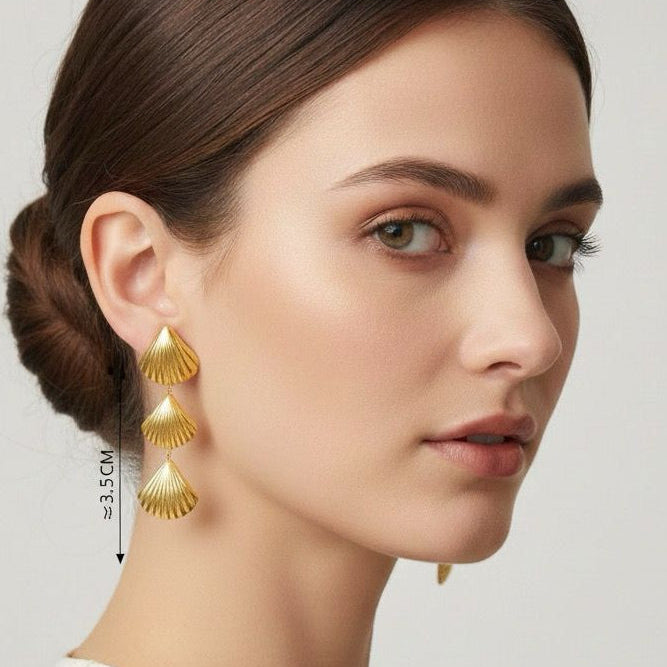 Golden Shell Drop Earrings