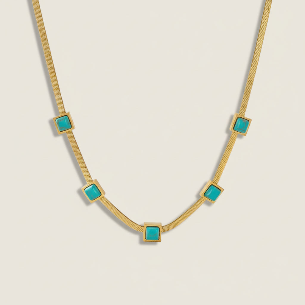 Square Turquoise Station Necklace