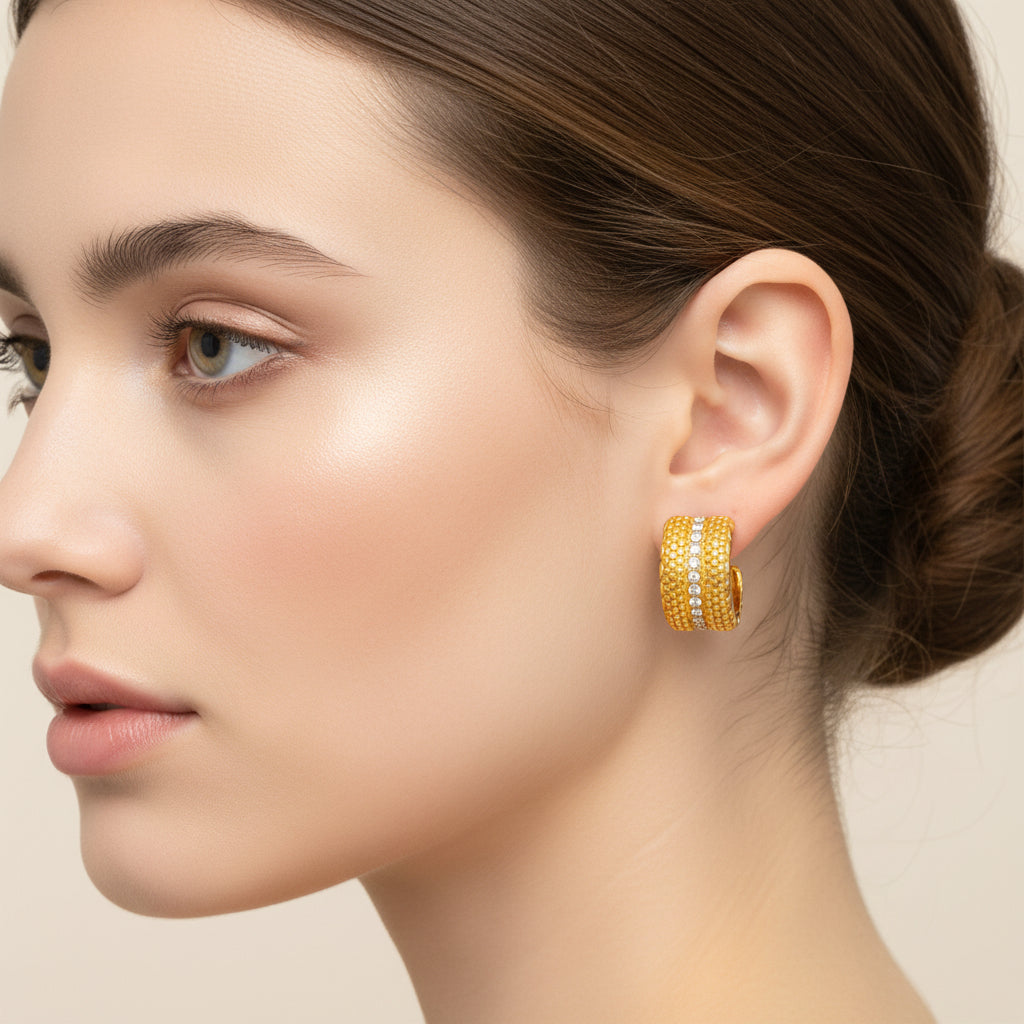 Huggie Earrings with Crystal Details