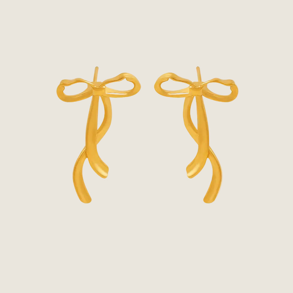 Golden Bow Drop Earrings