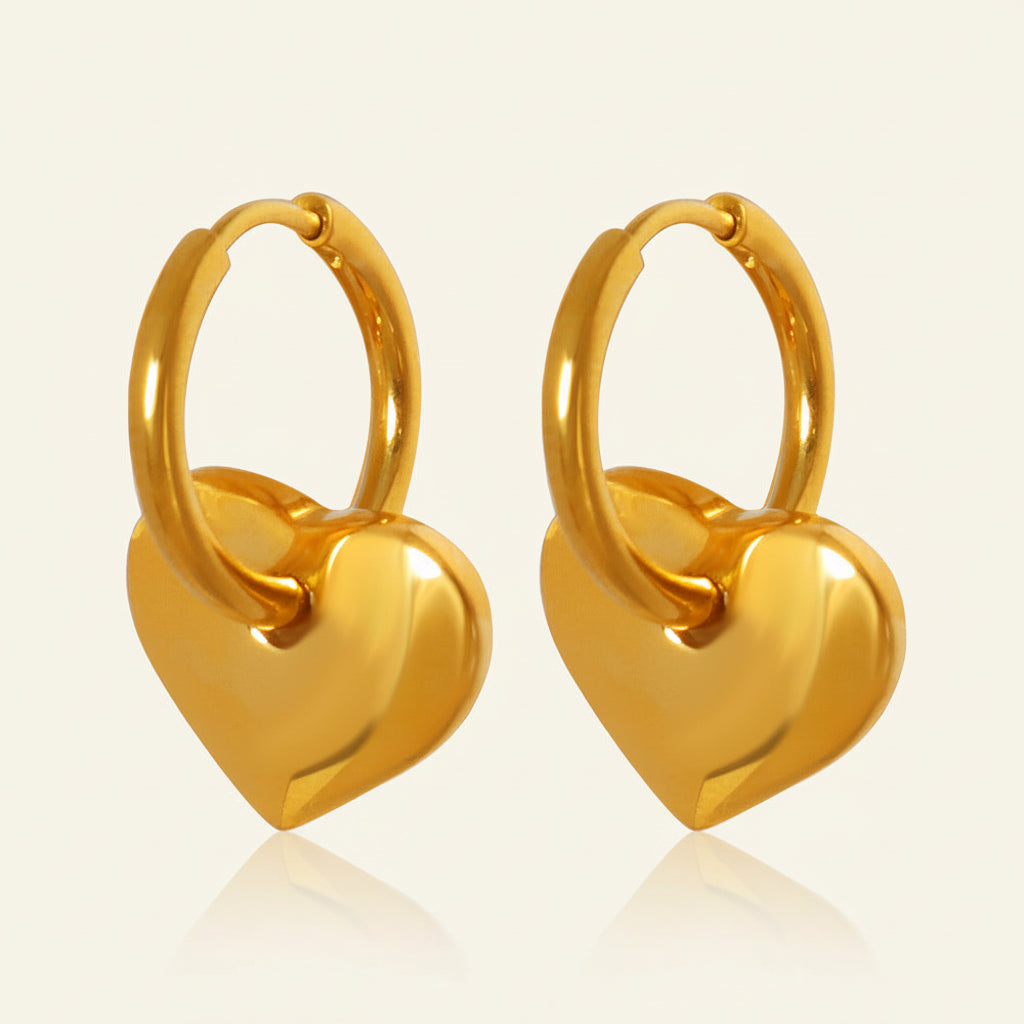Lutche Heart Charm Hoop Earrings