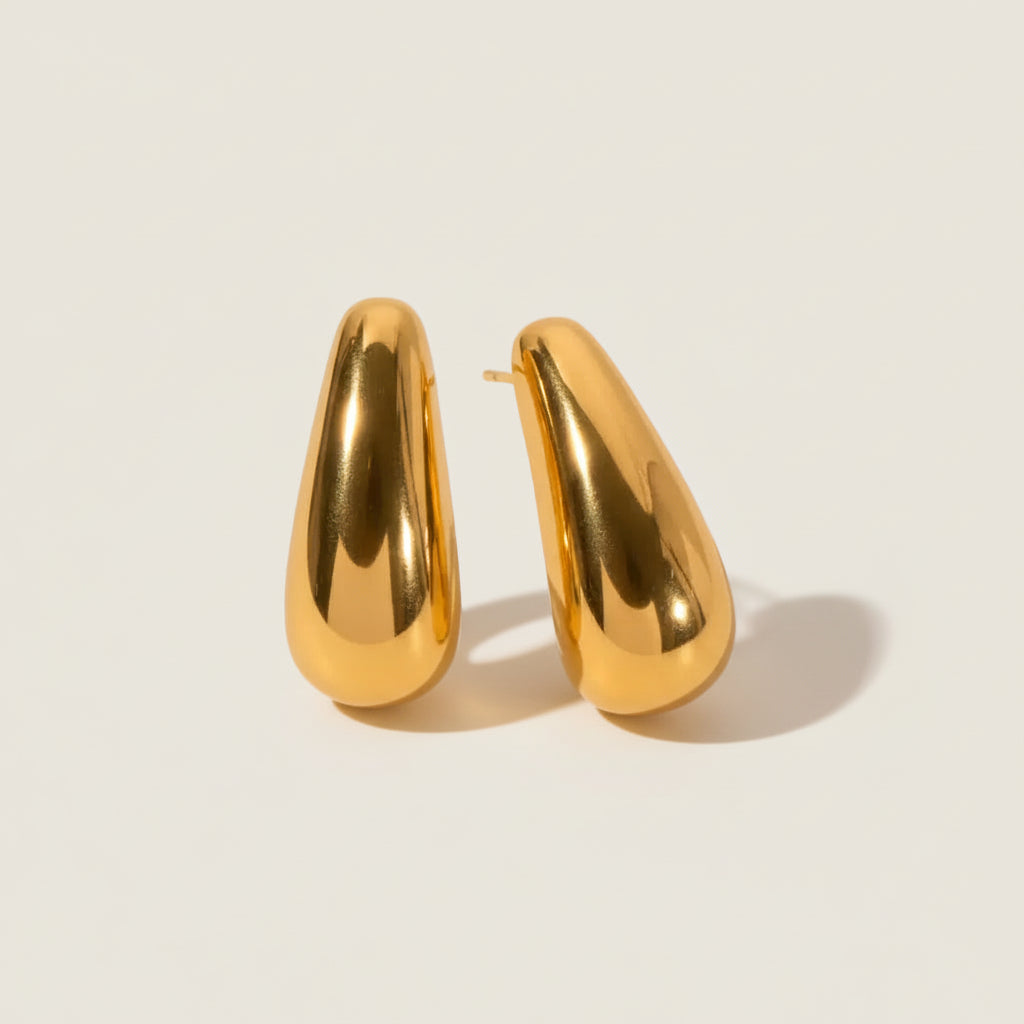 Bold Teardrop Earrings Gold Plated