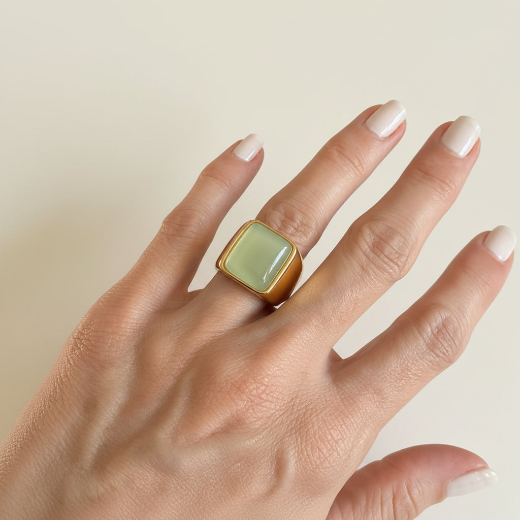 Celeste Light Green Signet Ring