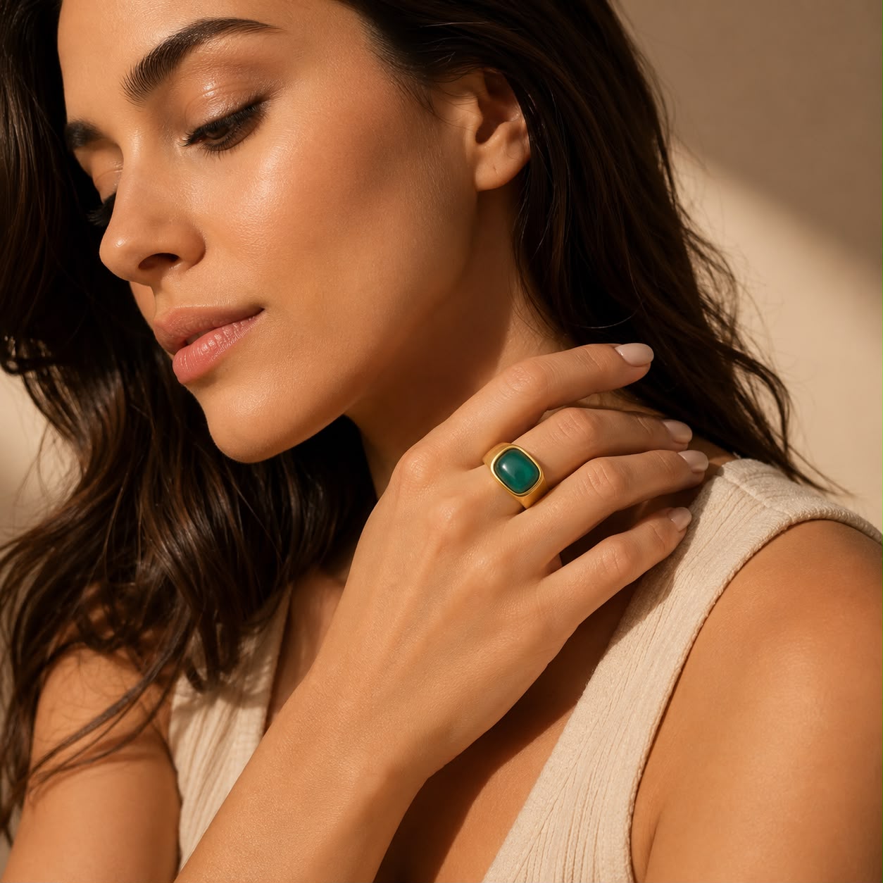 Green Natural Stone Ring _ Lutche