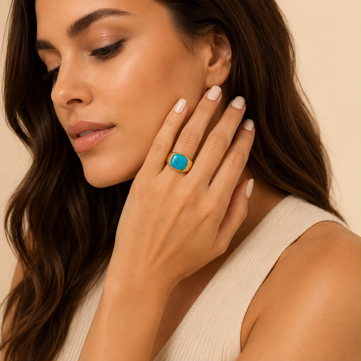 Aster Turquoise Signet Ring