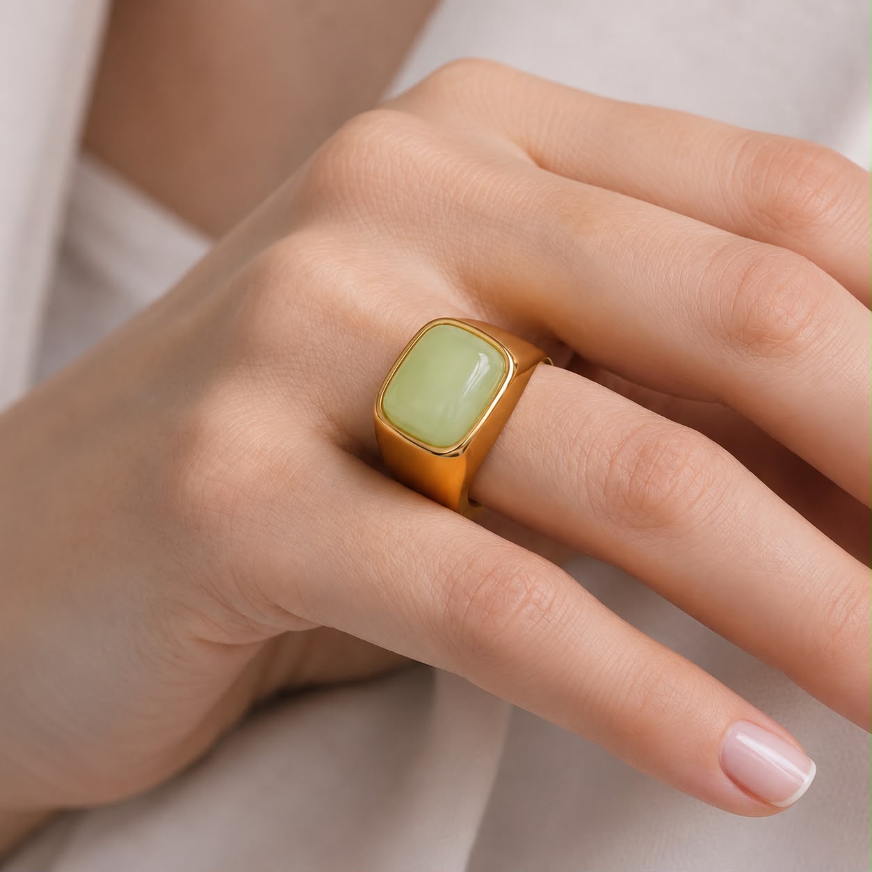 Celeste Light Green Signet Ring