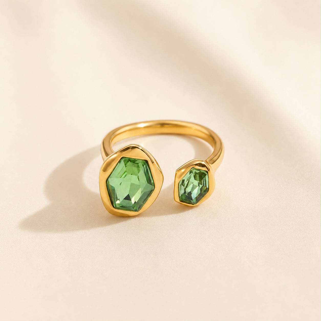 Adjustable Green Zirconia Ring by Lutche Jewelry