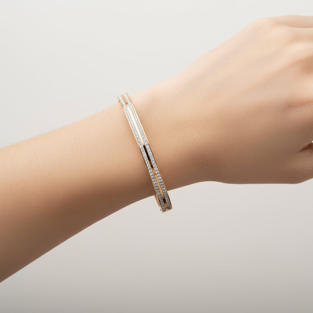 Double Row Crystal Bangle