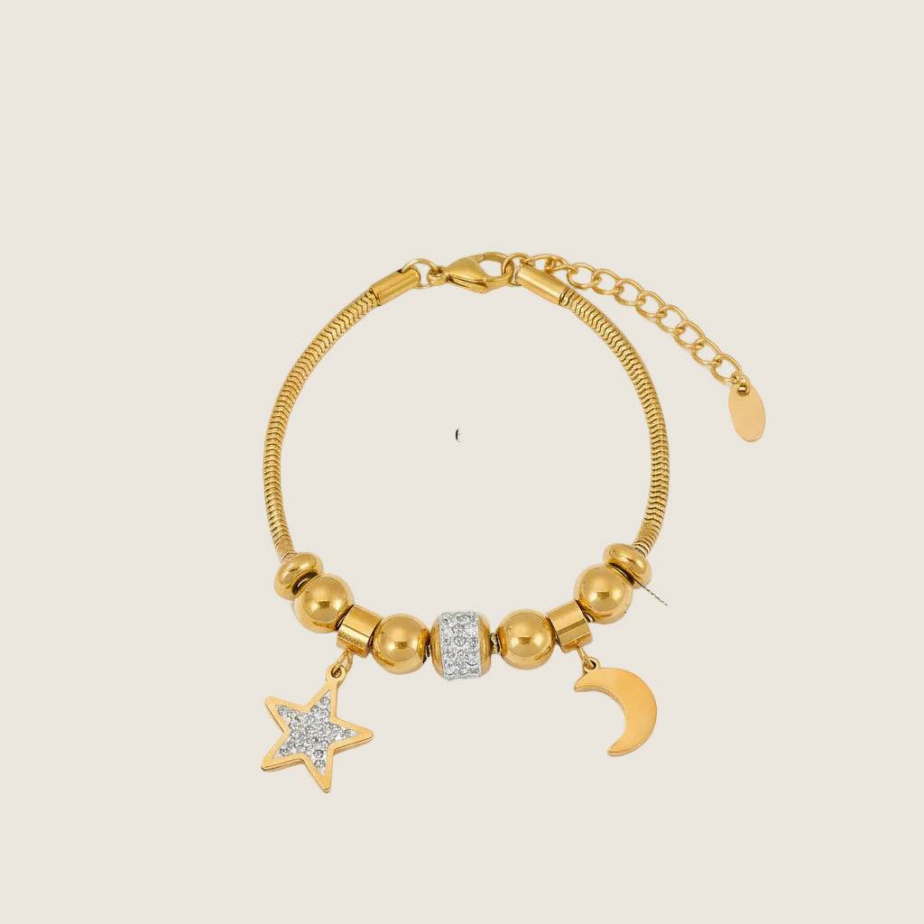 Charm Bracelet with Star & Moon