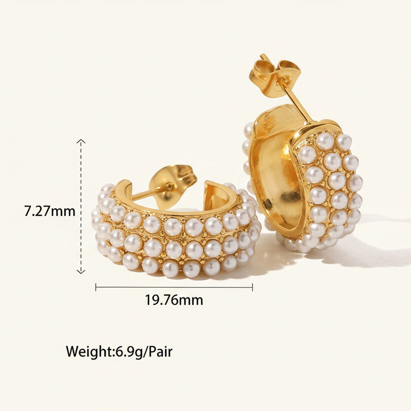 Gold Plated Pearl Hoop Earrings - Timeless Elegance & Luxury