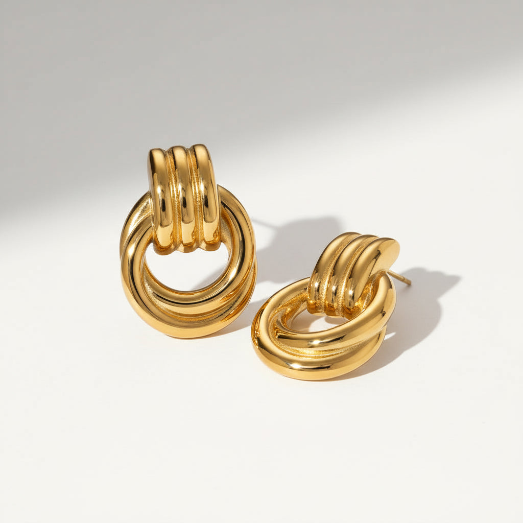 18K Gold Plated Sculpted Knot Earrings