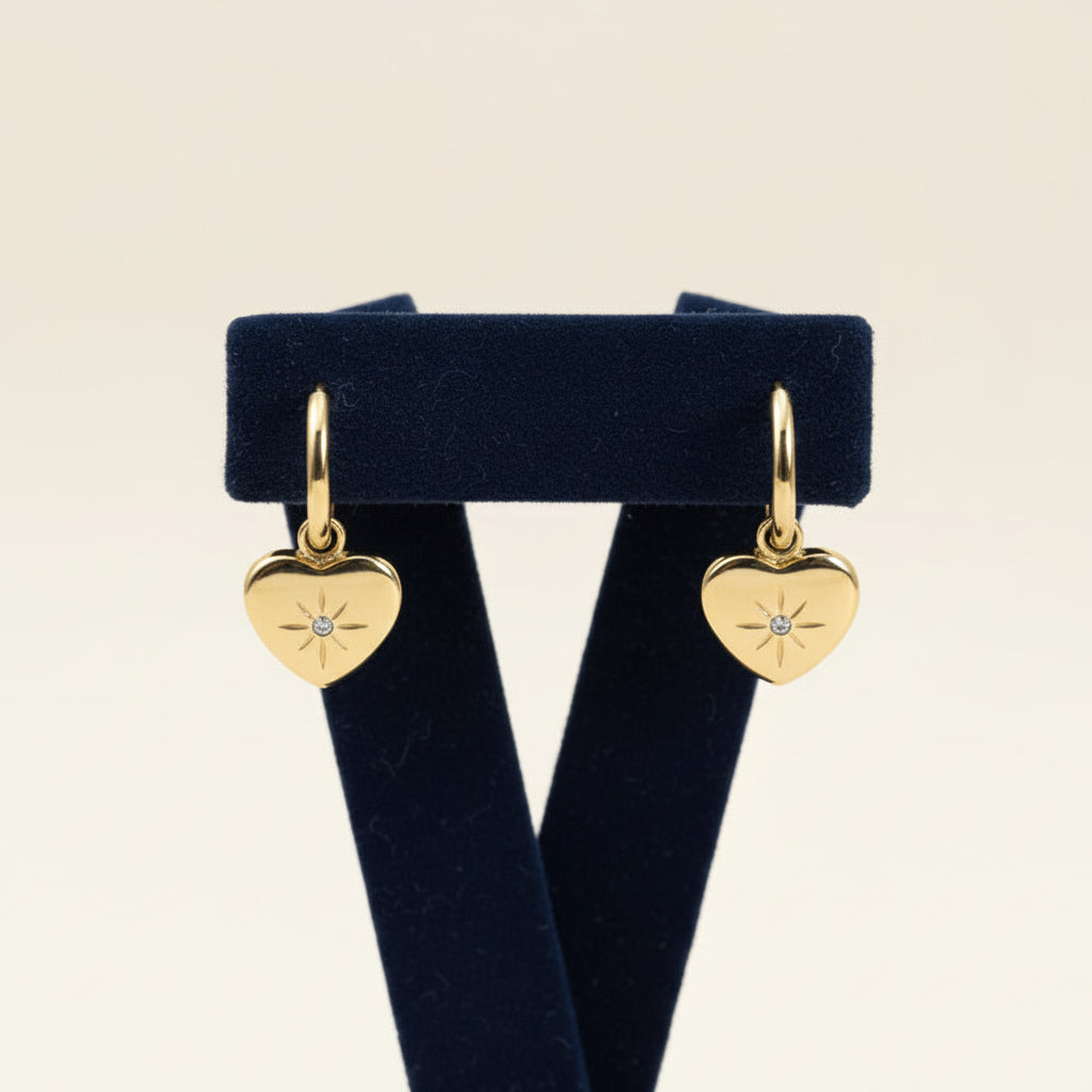 Heart Star Charm Hoop Earrings