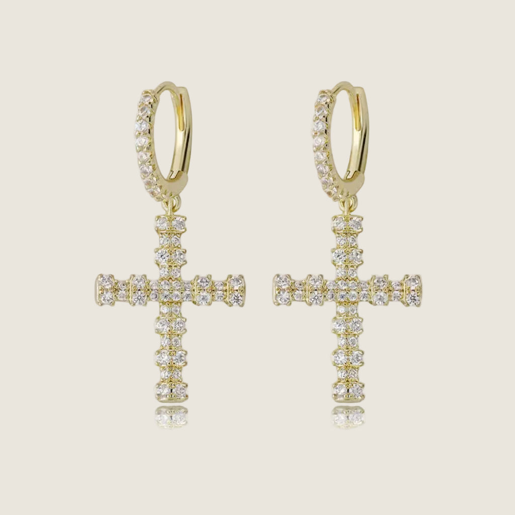 Crystal Cross Elegant Earrings