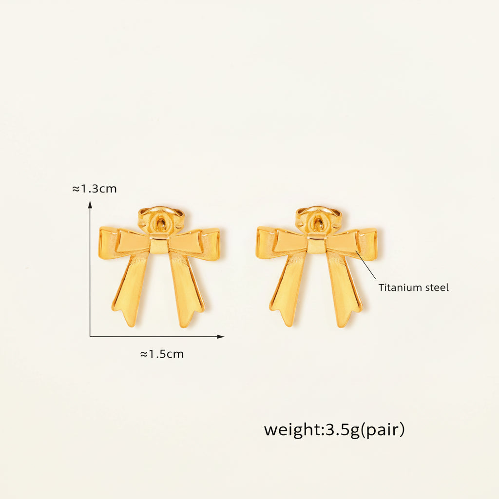 Golden Bow Stud Earrings