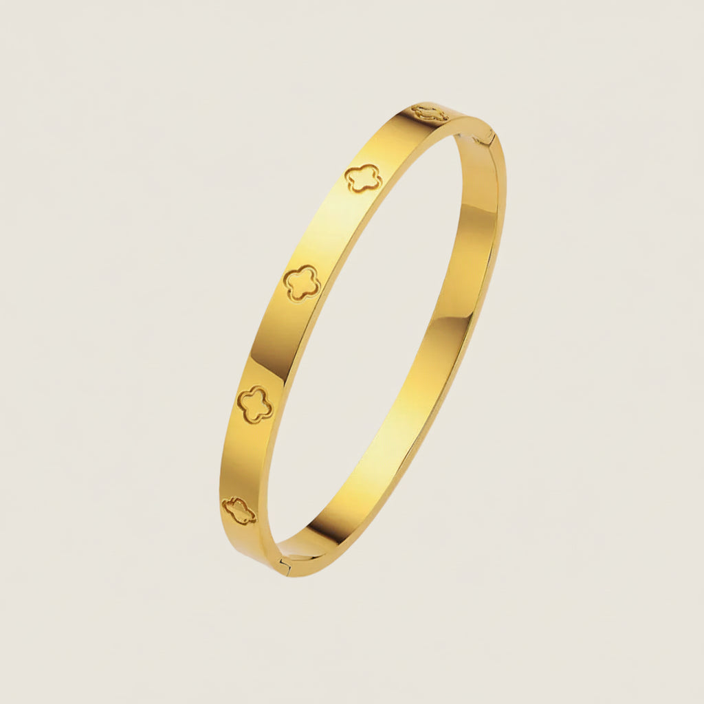 Silver & Gold Clover Bangle