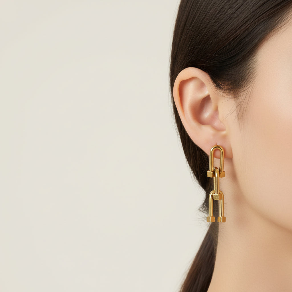 Paperclip Necklace & Earrings Set