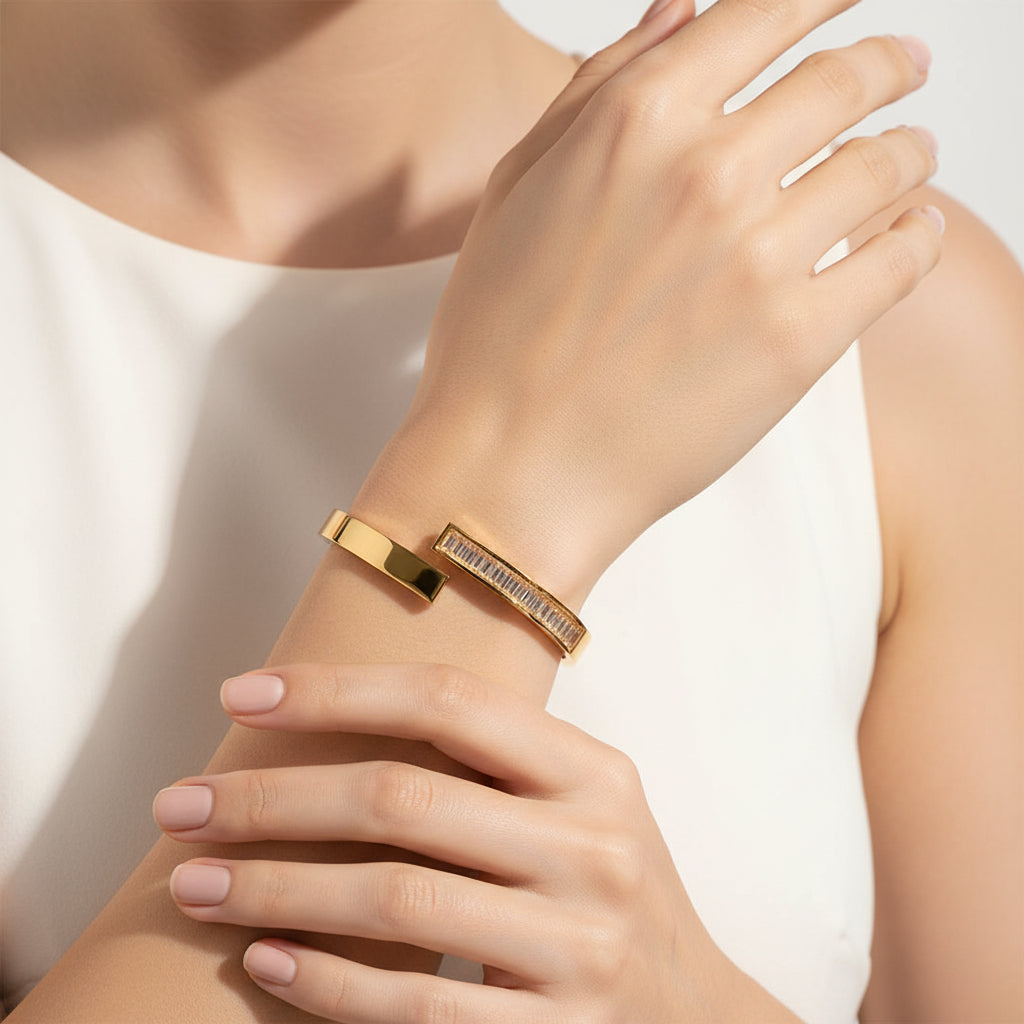 Minimal Crystal Bangle Bracelet