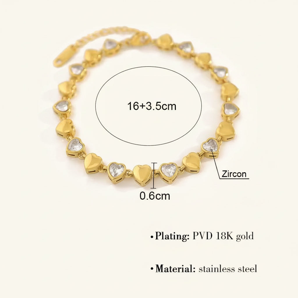 Aurelia Alternating Heart Bracelet