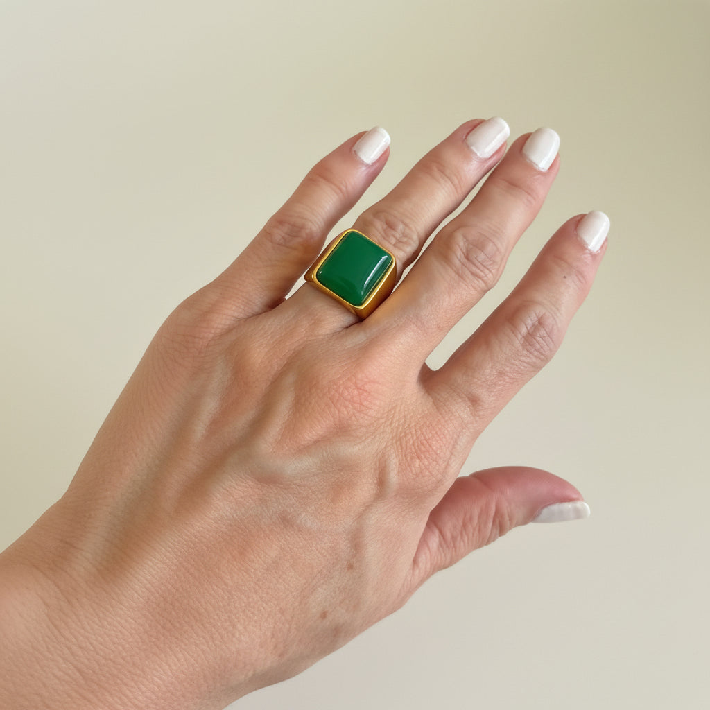 Jade Signet Ring - Lutche Jewelry