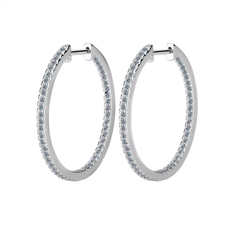 925 Sterling Silver Moissanite Hoop Earrings