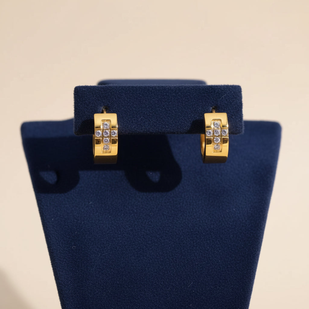 Cross Zirconia Hoop Earrings