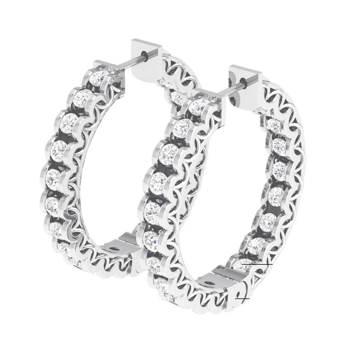 Full Moissanite Hoop Earrings 925 Sterling Silver