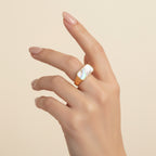 18K Gold Plated Mother of Pearl Open Ring