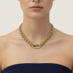 Gold Chain Necklace with Pavé Clasp – Waterproof