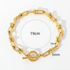 18K Gold Plated Link Bracelet with Toggle Clasp