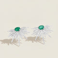 Rhodium-Coated Emerald Ice Starburst earring