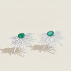 Rhodium-Coated Emerald Ice Starburst earring