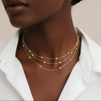 18k Gold Plated Layered Necklace with Zirconia