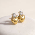 18K Gold Plated Heart Earrings with Zirconia Stones