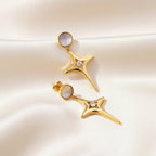 Star Drop Earrings with Crystal