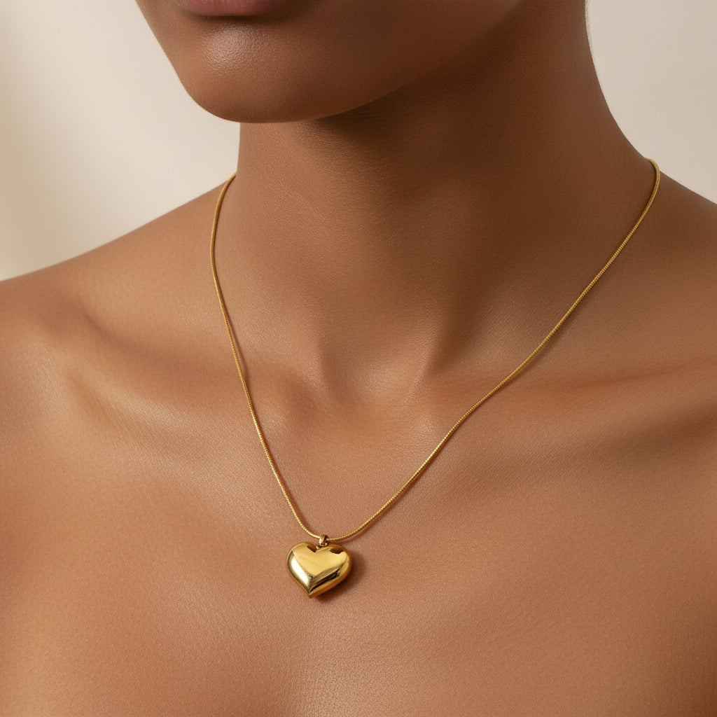 Golden Heart Minimalist Love Pendant Necklace