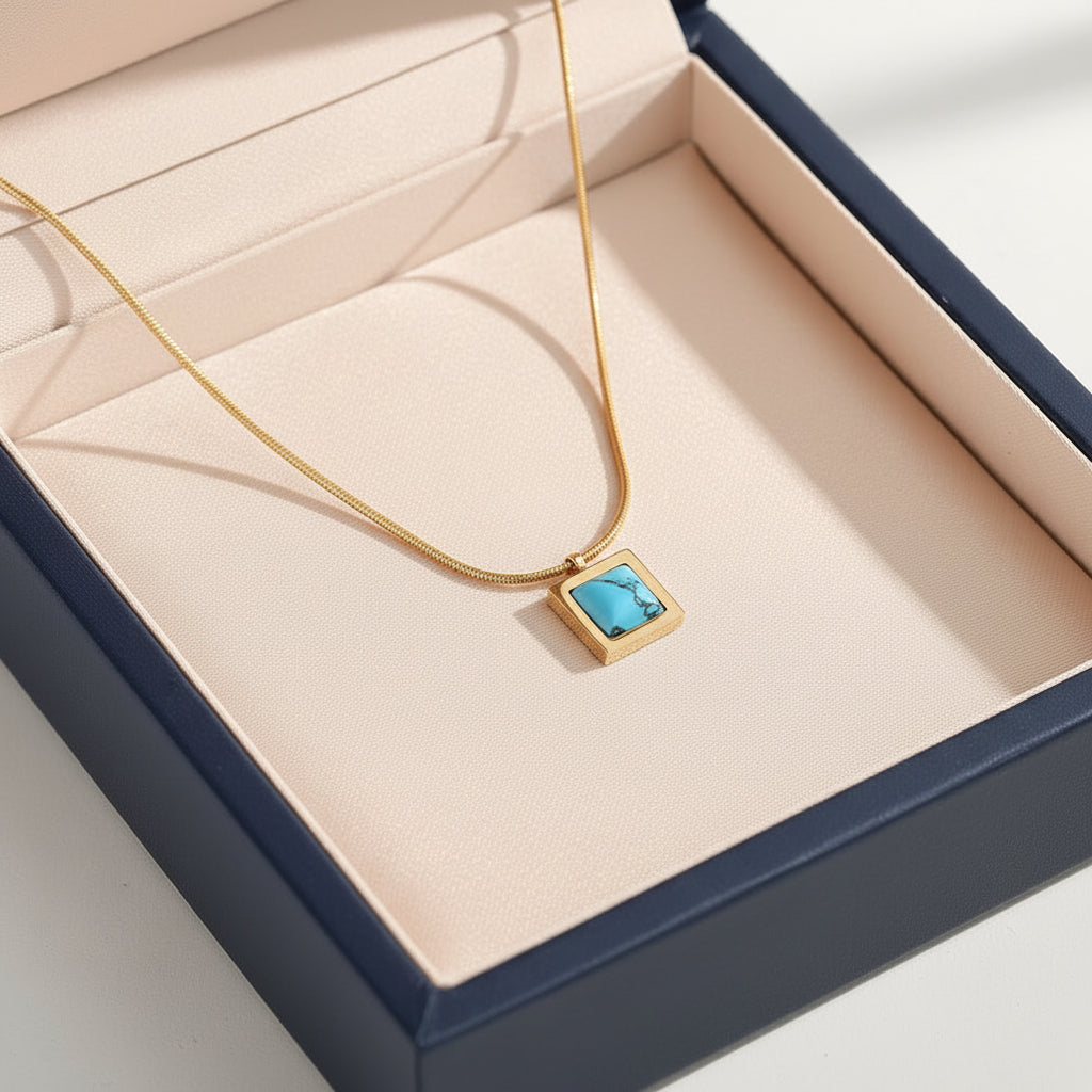 Square Turquoise Necklace