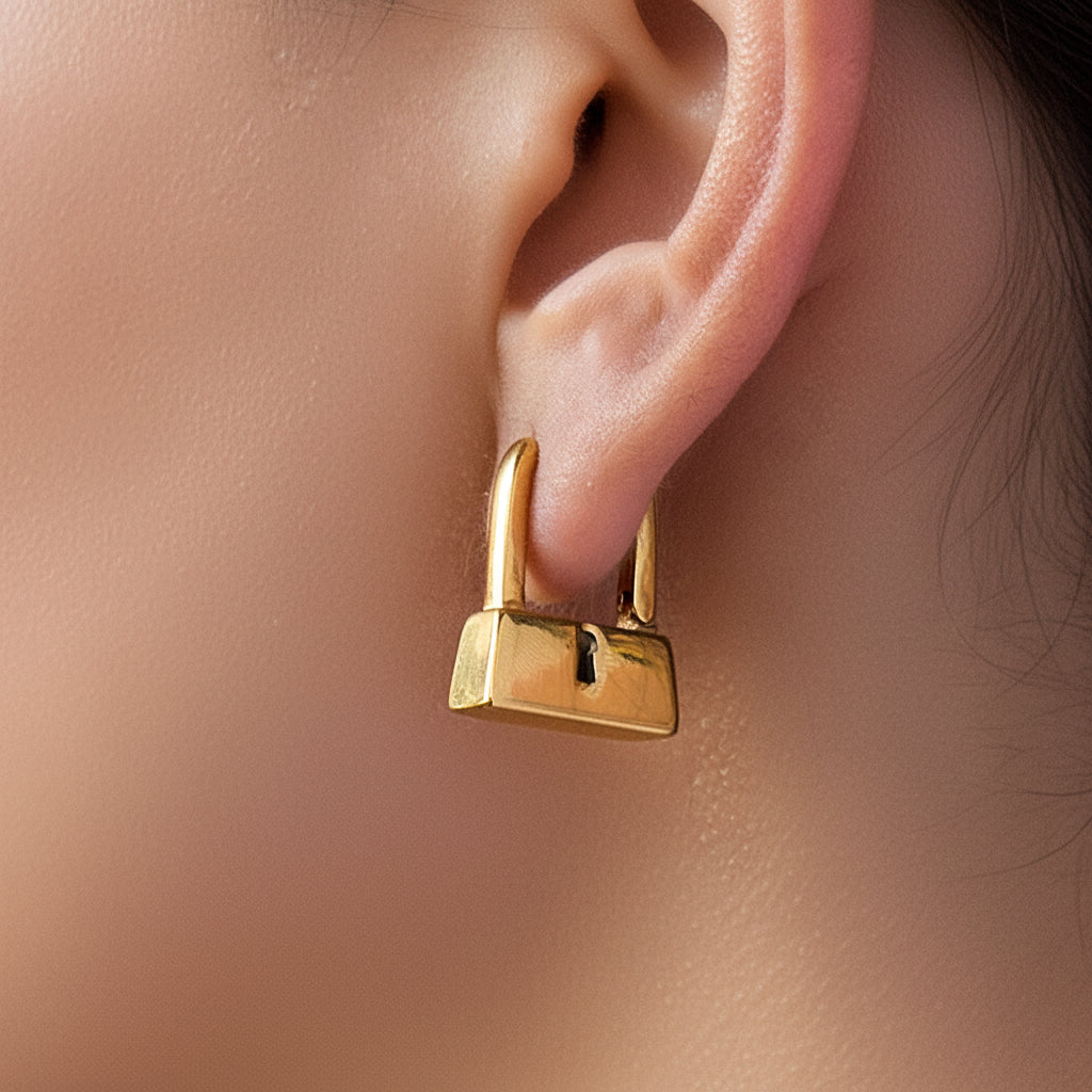 Modern Lock Hoop Earrings