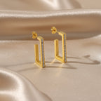 Geometric Bar Earrings with Zirconia