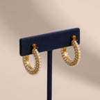 Double Row Zirconia Hoop Earrings