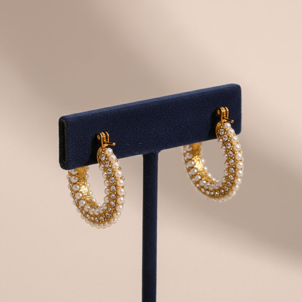 Double Row Zirconia Hoop Earrings