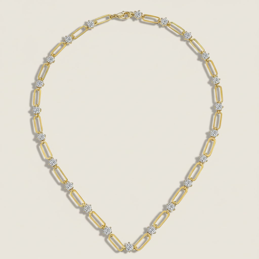 Gold Plated Moissanite Necklace. Elegant Everyday Luxury.