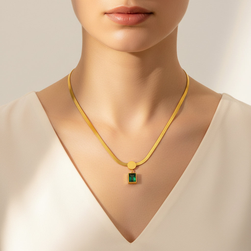 Emerald Green Pendant Necklace