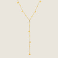 Gold Plated Delicate Y - Necklace with Beaded Accents